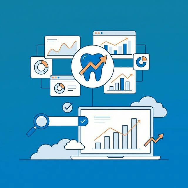 Dental SEO services showing growth charts and search rankings for dental practices